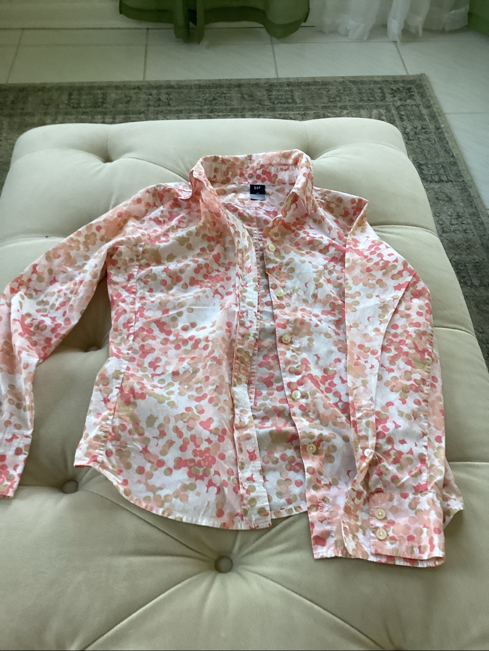 Gap Light Pink Floral Button-Up Blouse